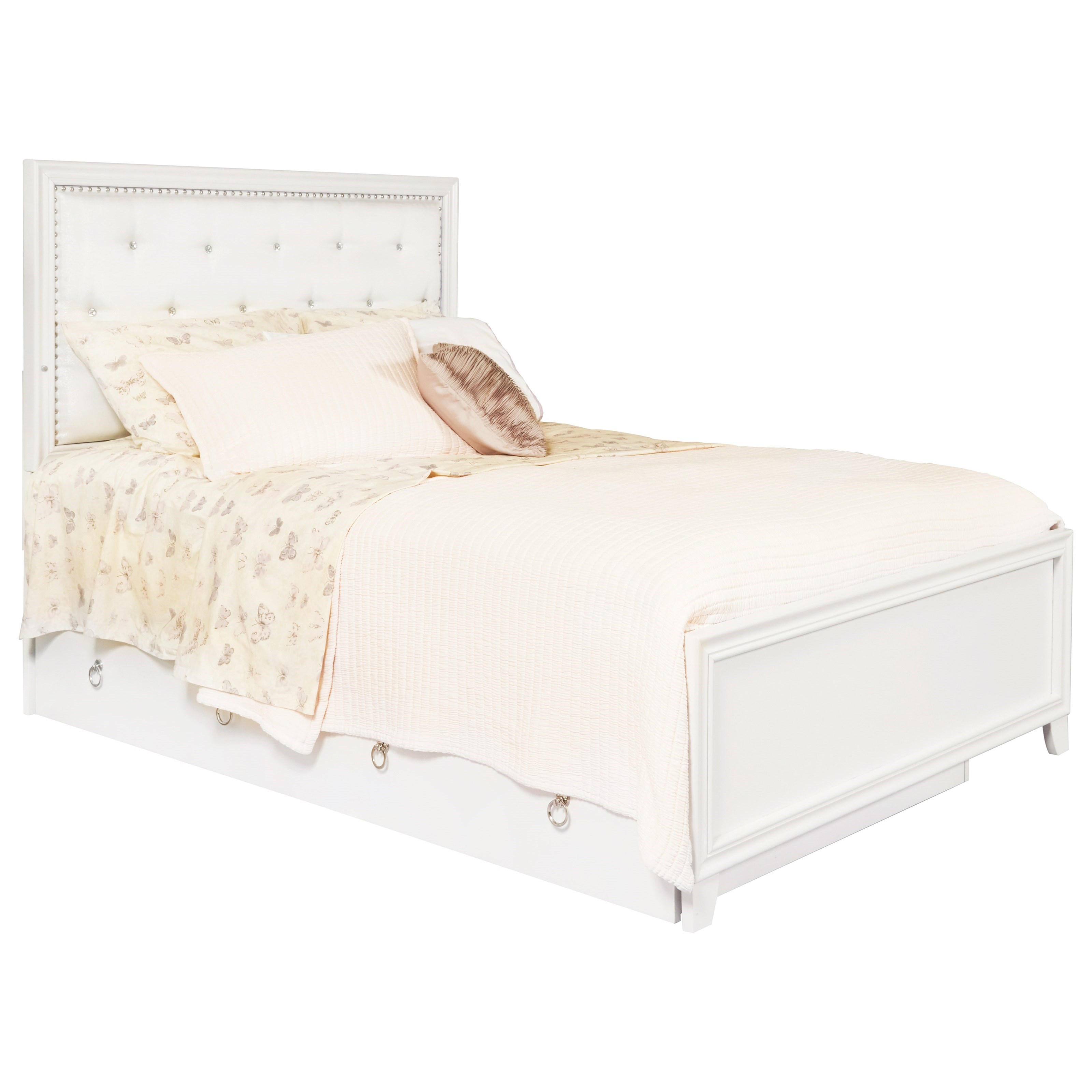 white full bed with trundle