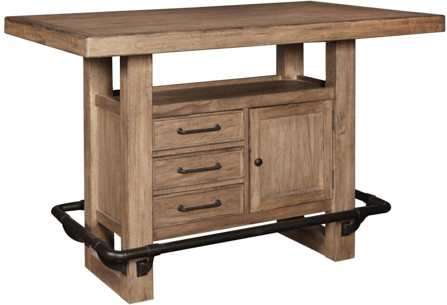 Samuel Lawrence Furniture City Brewing Blonde S232 160b A Storage Leg Bar Table With Metal Footrest Corner Furniture Pub Tables