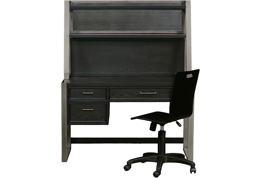 Samuel Lawrence Graphite Desk And Hutch With Built In Outlets
