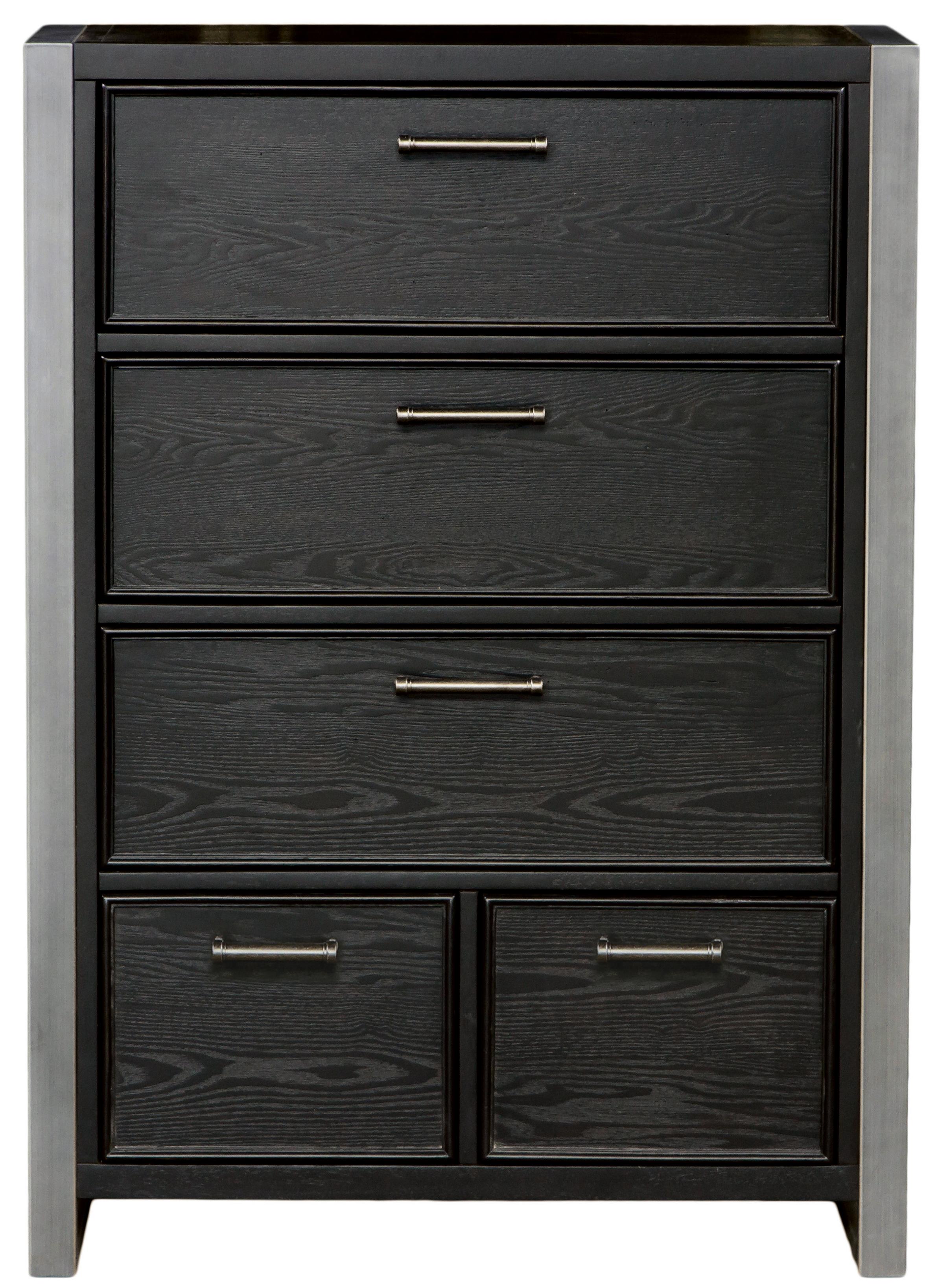Samuel Lawrence Graphite 8942 440 5 Drawer Chest With Silver Metal