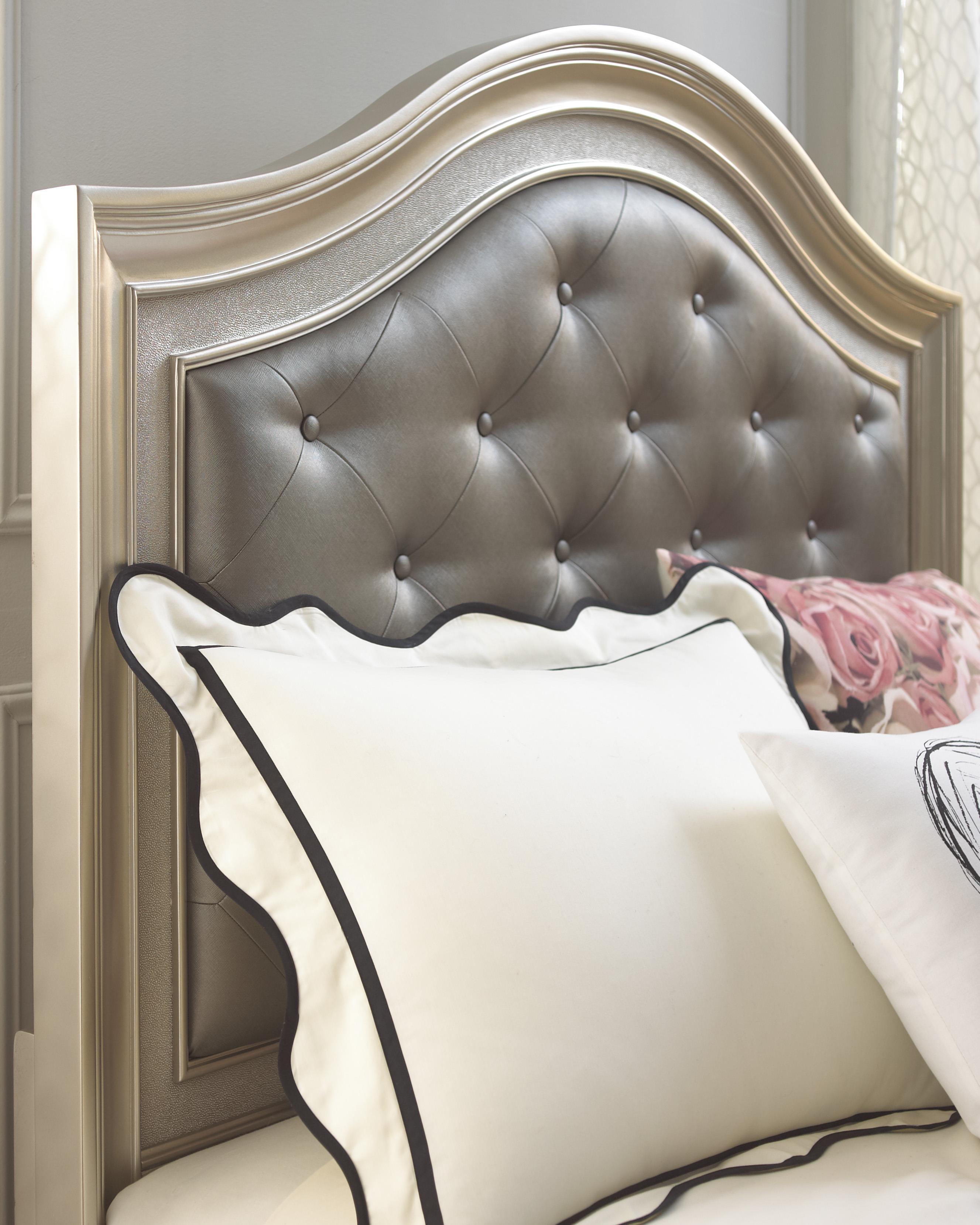 Samuel Lawrence Lil Diva 8874 532 533 401 Full Panel Bed W Upholstered Headboard Corner Furniture Panel Beds