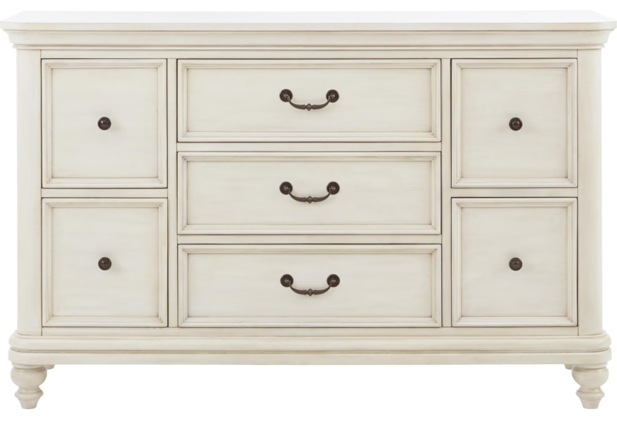 Samuel Lawrence Madison White 7 Drawer Dresser W Bun Feet Dream