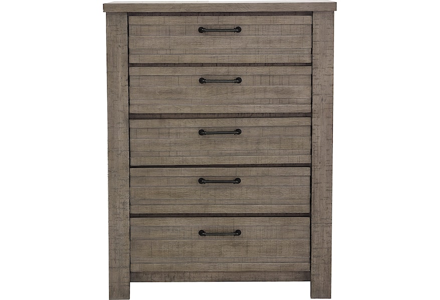 Samuel Lawrence Ruff Hewn Gray 5 Drawer Chest With Oversized