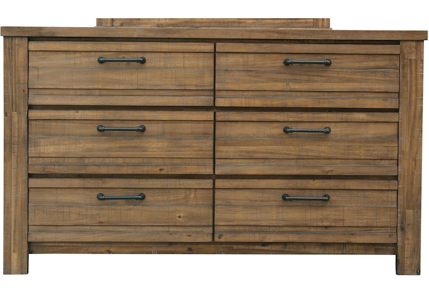 Samuel Lawrence Soho 6 Drawer Dresser In Weathered Wood Finish