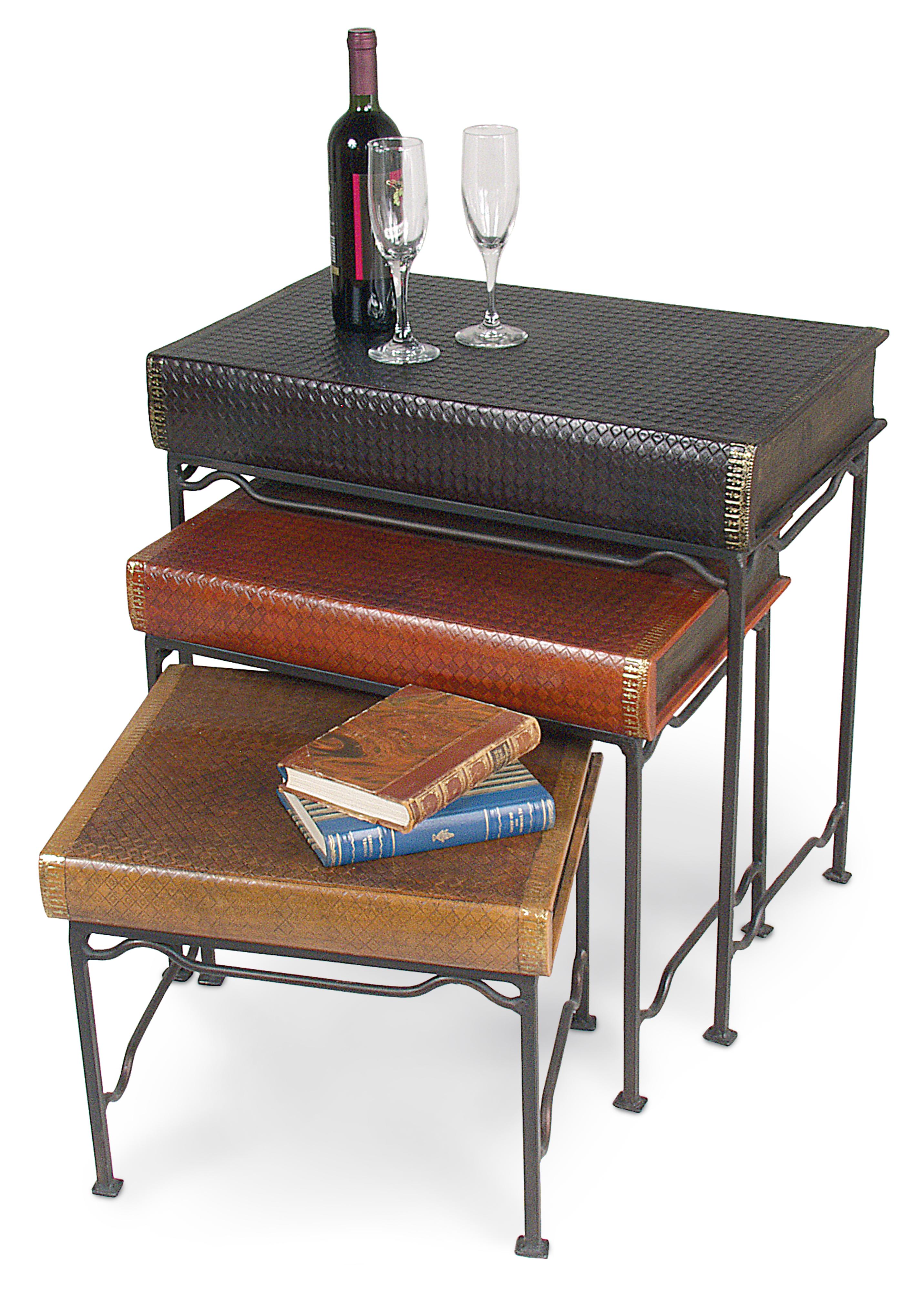 3-Piece Embossed Books Nest Tables