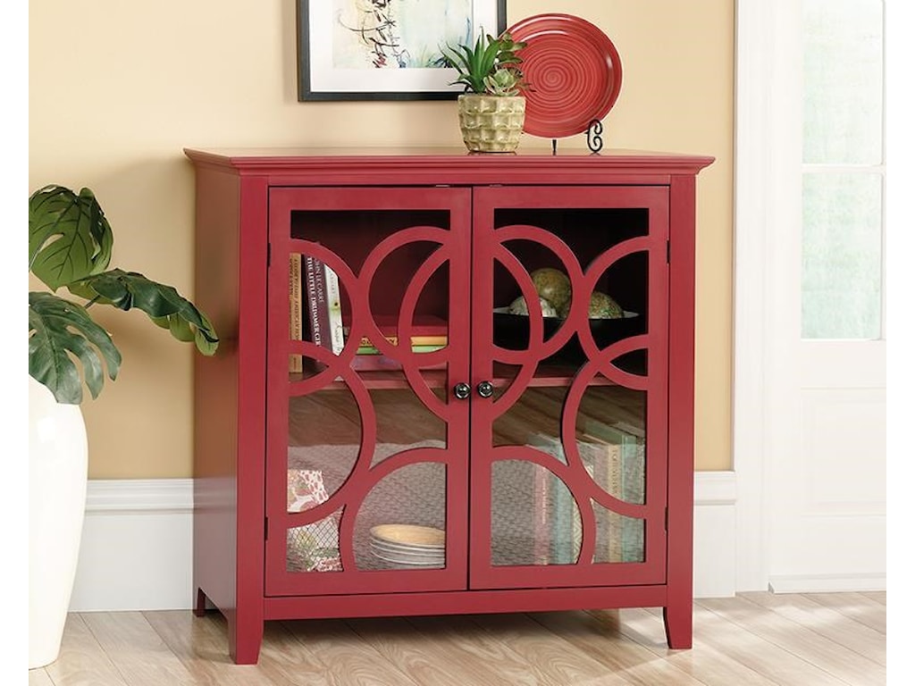 Sauder Accents 416840 Red Decorative Storage And Display Cabinet
