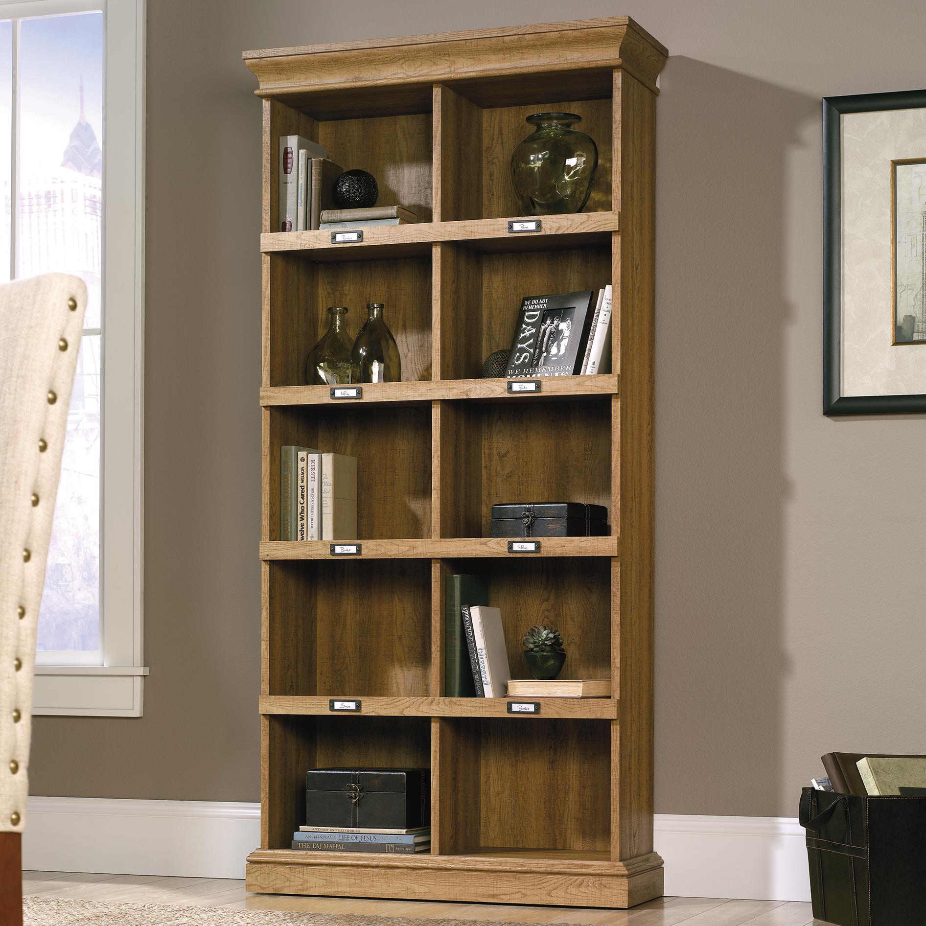 Sauder Barrister Lane Tall Bookcase with 10 Cubbyhole Shelves ...