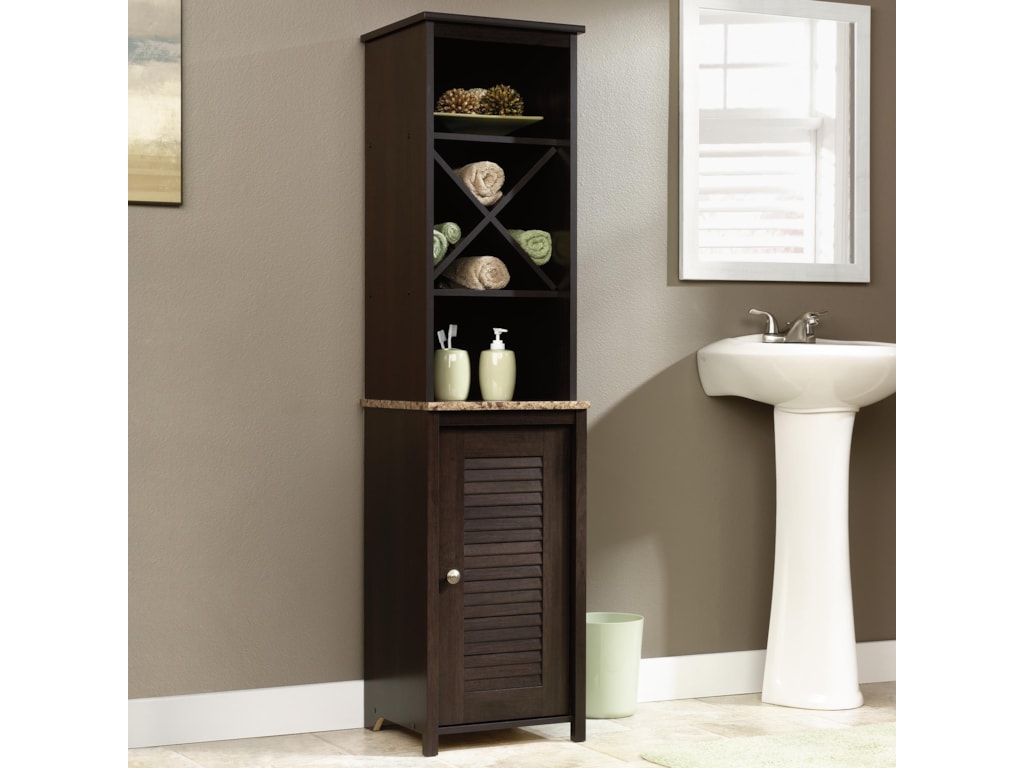 Sauder Bath 414034 Linen Tower With Faux Granite Shelf Sauder Bath 414034 Linen Tower With Faux Granite Shelf