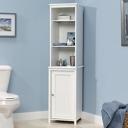 Sauder Bath Linen Tower With Beadboard Style Door Westrich Sauder Bath Linen Tower With Beadboard Style Door