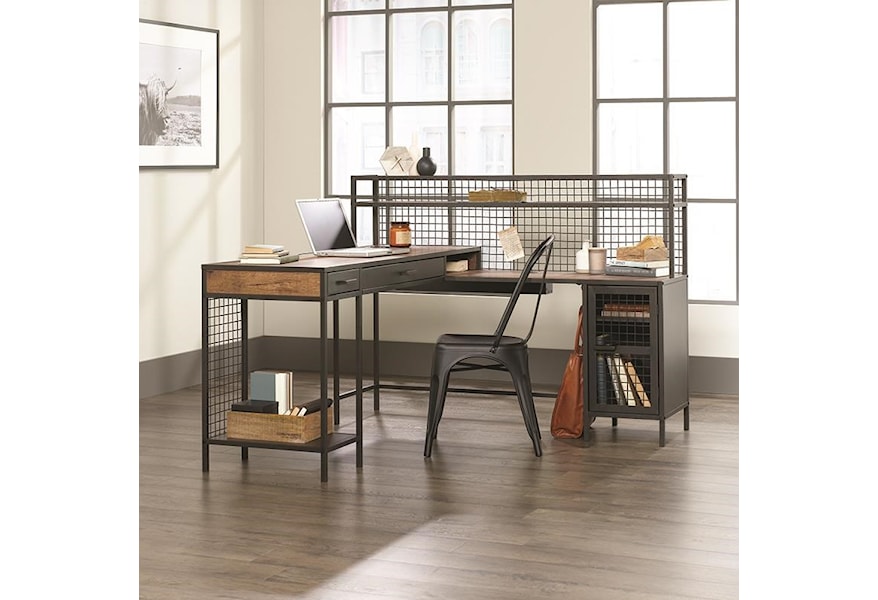 Sauder Beginnings L Shaped Industrial Desk Darvin Furniture L
