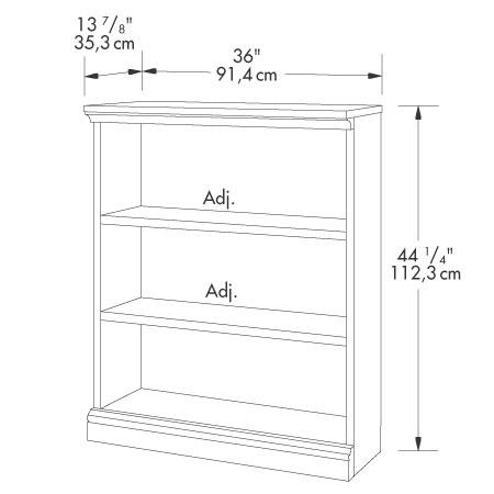 Sauder Camden County 101783 3 Shelf Bookcase With 2 Adjustable