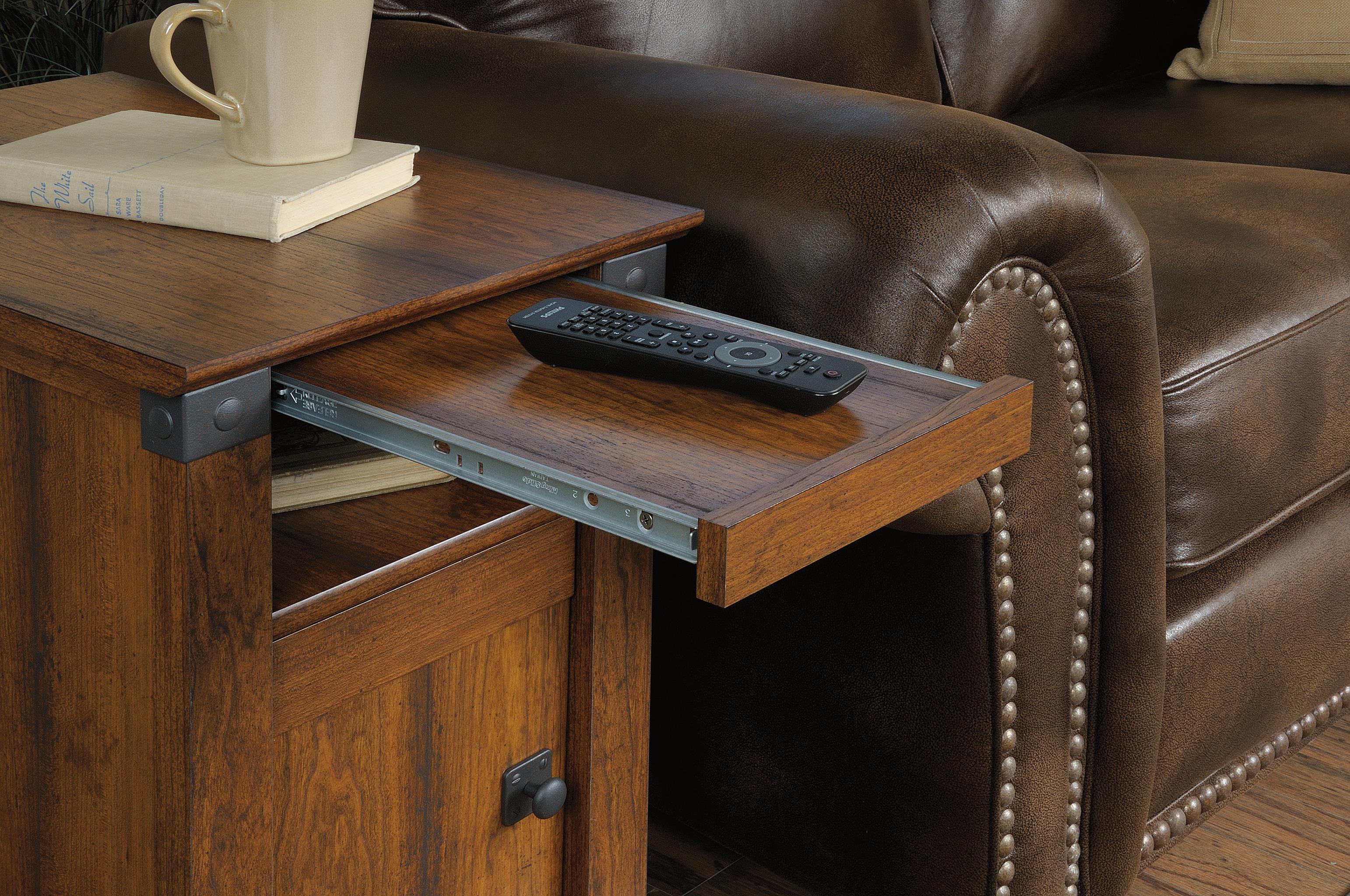 Sauder Carson Forge 414675 Rustic Style Side Table With Hiden Pull