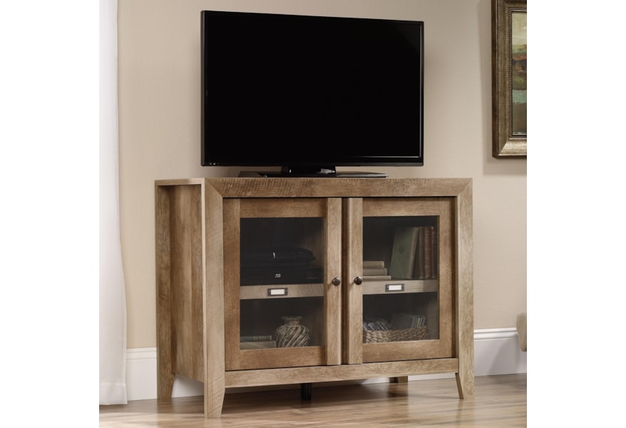 Sauder Dakota Pass Rustic Finish Display Cabinet Tv Stand