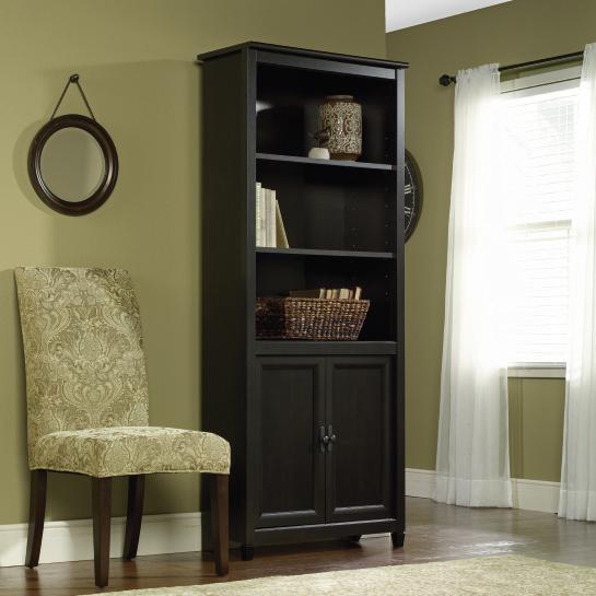 Sauder Edge Water 409046 Library Bookcase With 2 Doors Becker