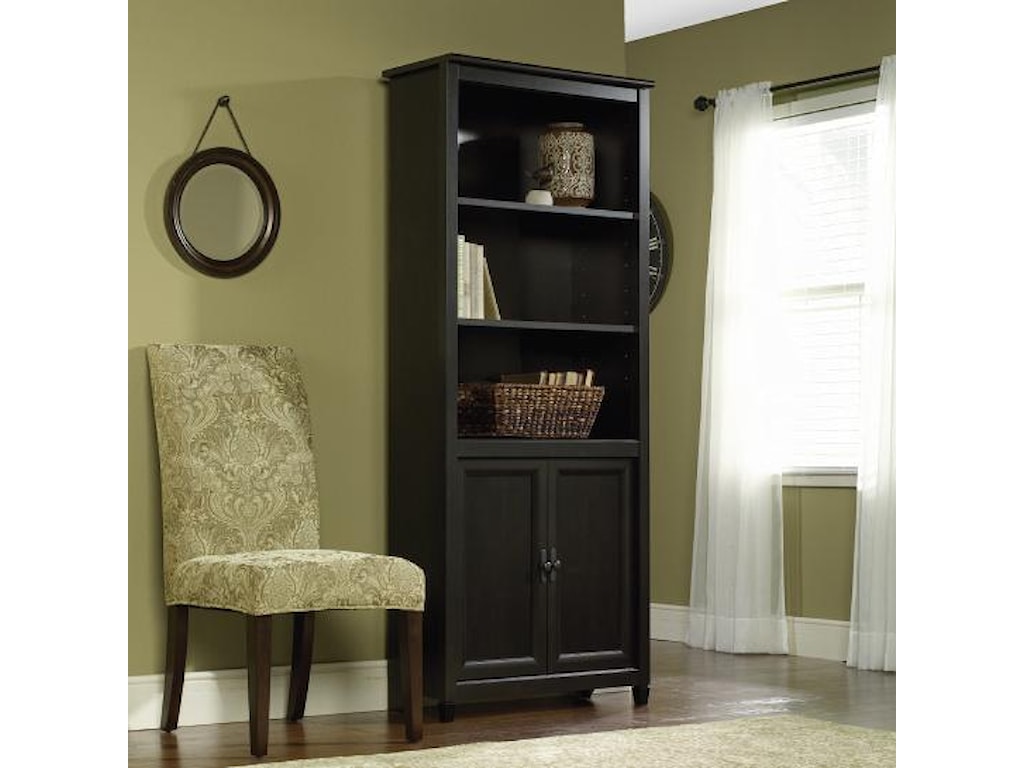 Sauder Edge Water 409046 Library Bookcase With 2 Doors Becker