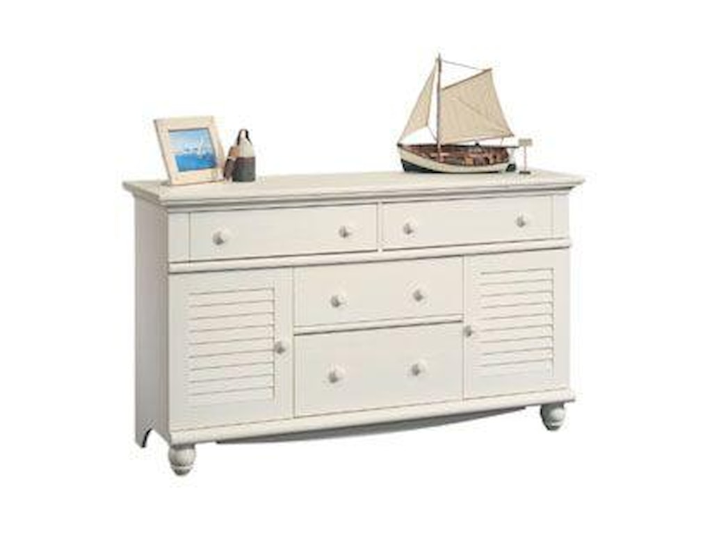 Sauder Harbor View Cottage Louver Detailed 2 Door 4 Drawer Dresser