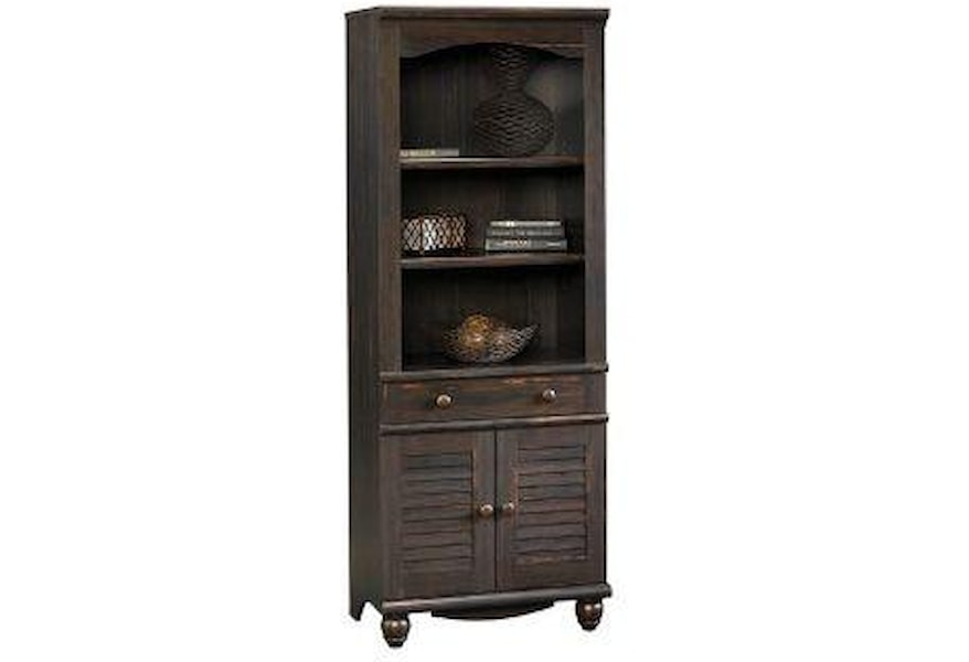 Sauder Harbor View Antique Finished 2 Shelf 2 Door Library