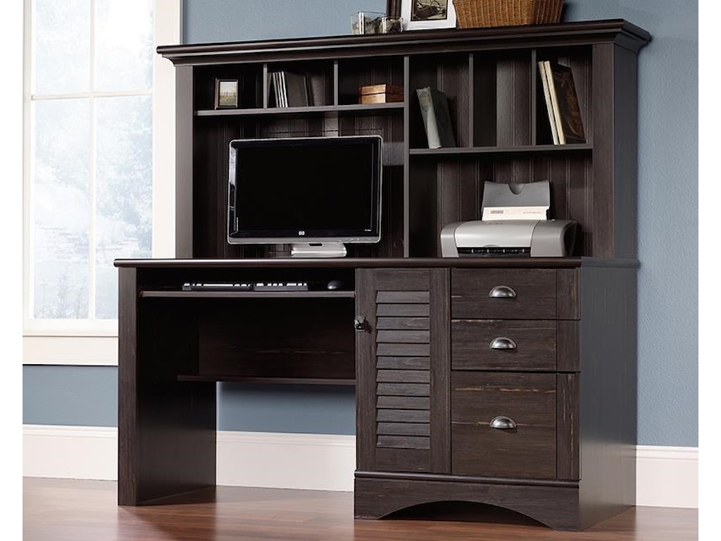 Sauder Harbor View 401634 1 2 Computer Desk With Hutch Package
