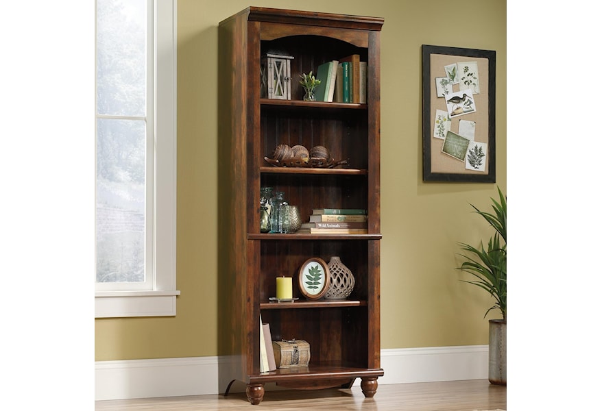Sauder Harbor View 420477 Antique Finished 4 Shelf Open Library