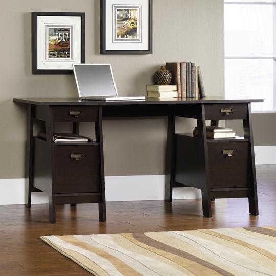 Sauder Home Office 409128 Contemporary Executive Trestle Desk