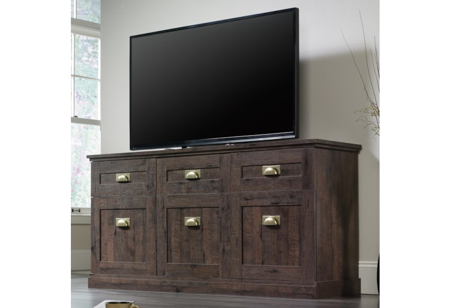 Sauder New Grange Entertainment Credenza With Flip Up Component