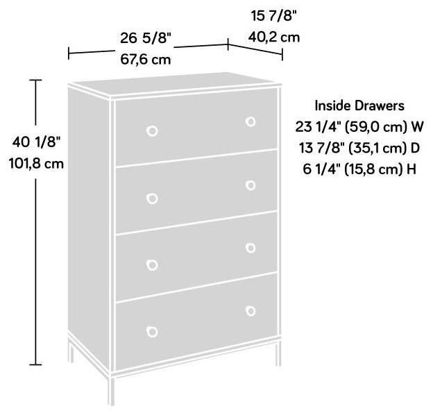Sauder North Avenue 4 Drawer Chest Red Knot Drawer Chests