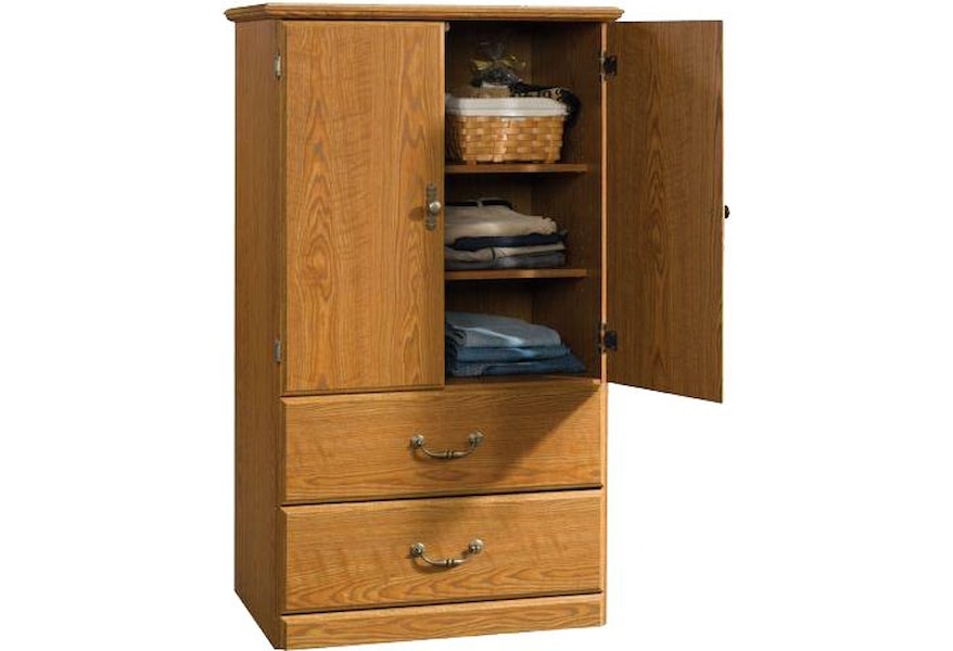 Sauder Orchard Hills 401292 2 Door Armoire With 2 Drawers Corner