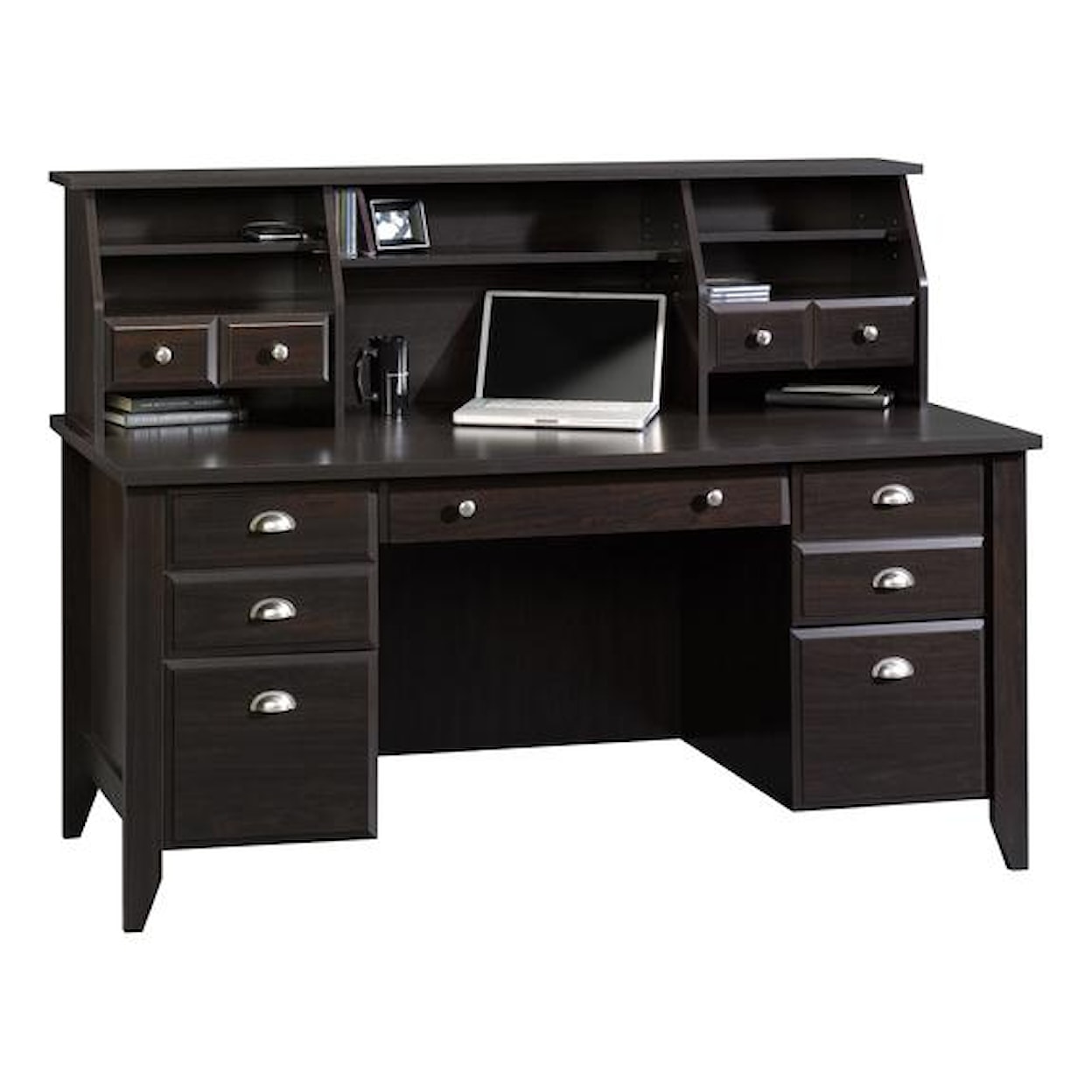 Sauder Shoal Creek 408920+408750 Executive Desk and Hutch | Westrich  Furniture & Appliances | Desk & Hutch Sets