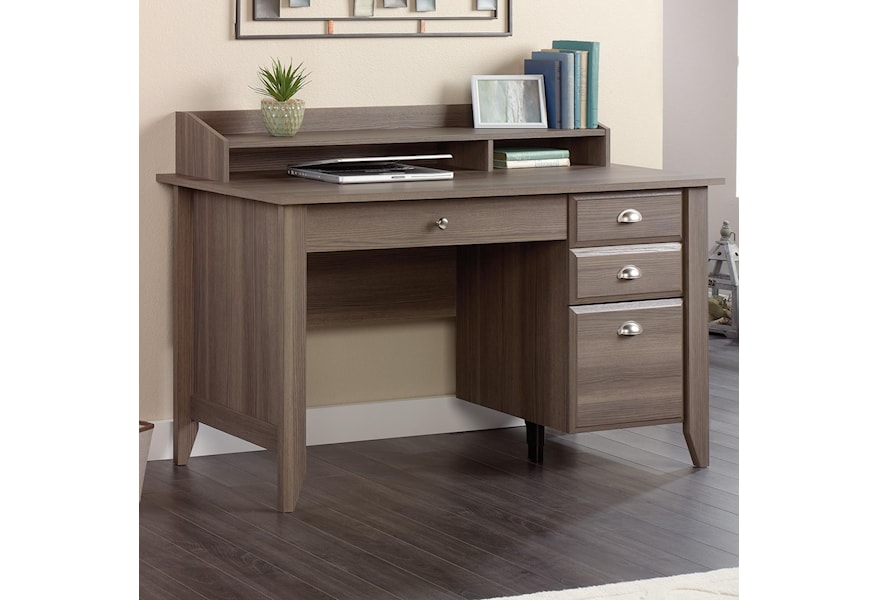 Sauder Shoal Creek 418657 Desk With Keyboard Drawer Corner Furniture Single Pedestal Desks