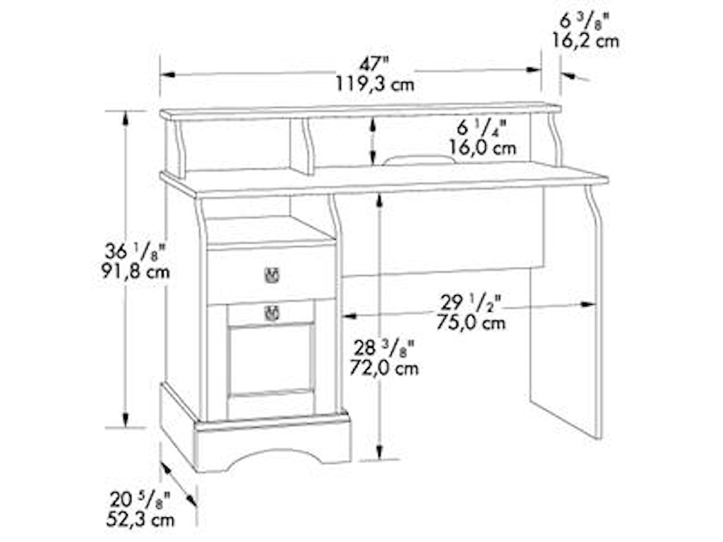 Sauder Graham Hill 408761 2 Drawer Desk With Granite Accent