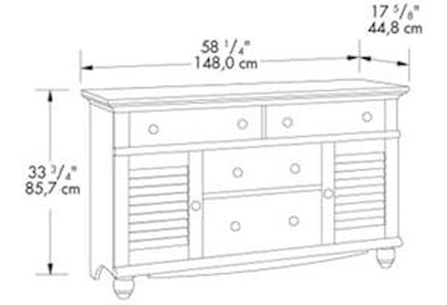 Sauder Harbor View 401324 Cottage Louver Detailed 2 Door 4 Drawer