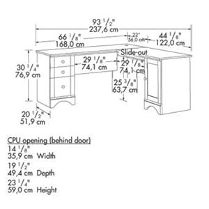 Sauder Harbor View 403793 Cottage Double Pedestal Corner Computer Desk Corner Furniture L Shape Desks