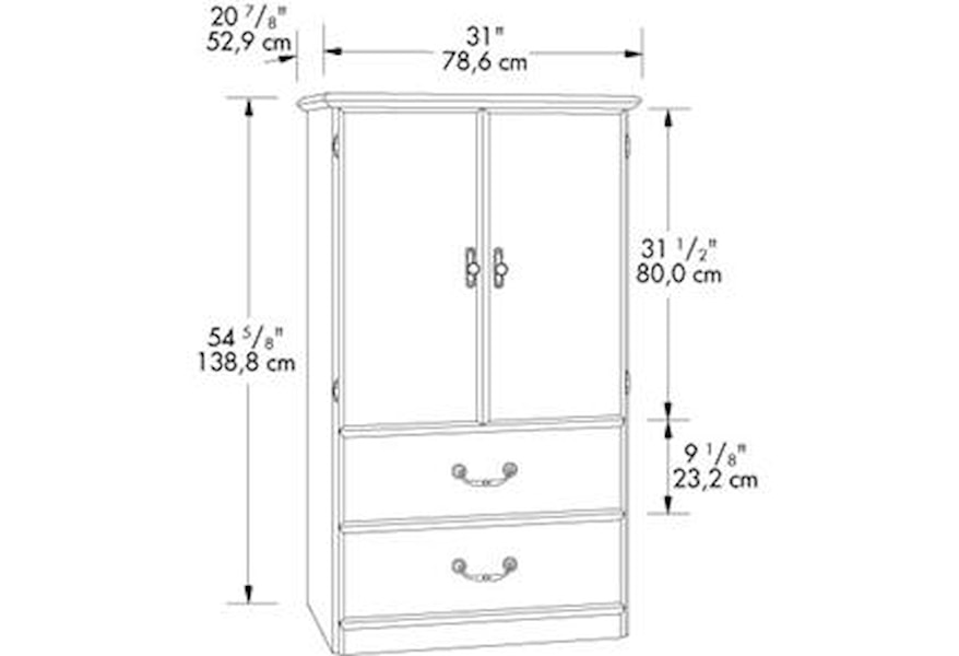 Sauder Orchard Hills 401292 2 Door Armoire With 2 Drawers Corner
