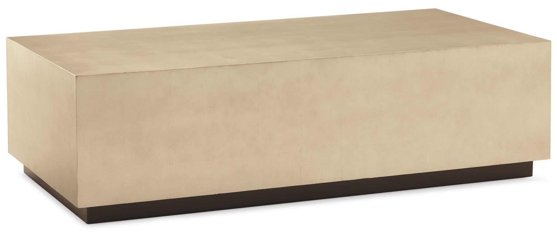 Caracole Caracole Classic Con Coctab 009 Cocktail Couture Minimalist Brick Style Cocktail Table With Taupe Silver Leaf Finish Baer S Furniture Cocktail Coffee Tables