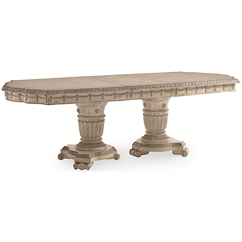 Schnadig Empire II Wooden Top Double Pedestal Dining Table Schnadig Empire II Wooden Top Double Pedestal Dining Table