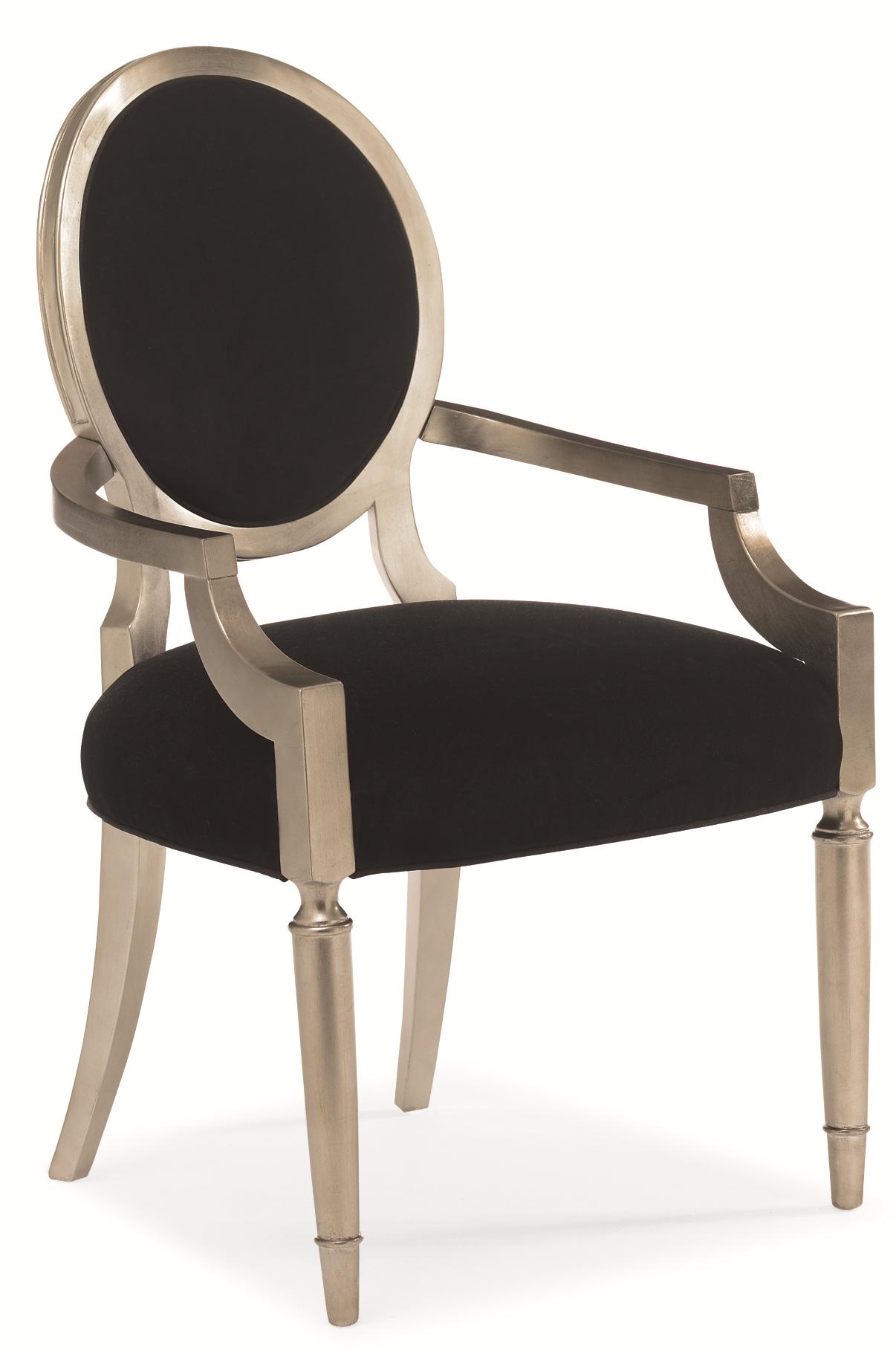 Caracole New Traditional Chit Chat Velvet Upholstered Oval Back Dining Arm Chair Jacksonville Furniture Mart Dining Arm Chairs,Cartoons Landscape