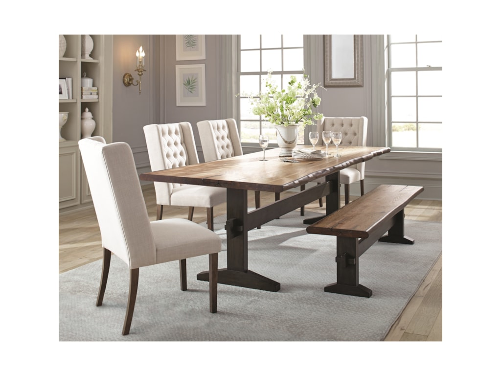 Scott Living Burnham Rustic Live Edge Dining Table Set With Bench Burnham Rustic Live Edge Dining Table Set With Bench By Scott Living