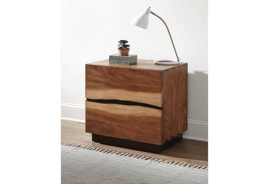 Coaster Winslow Rustic Nightstand With Live Edge Look And Usb