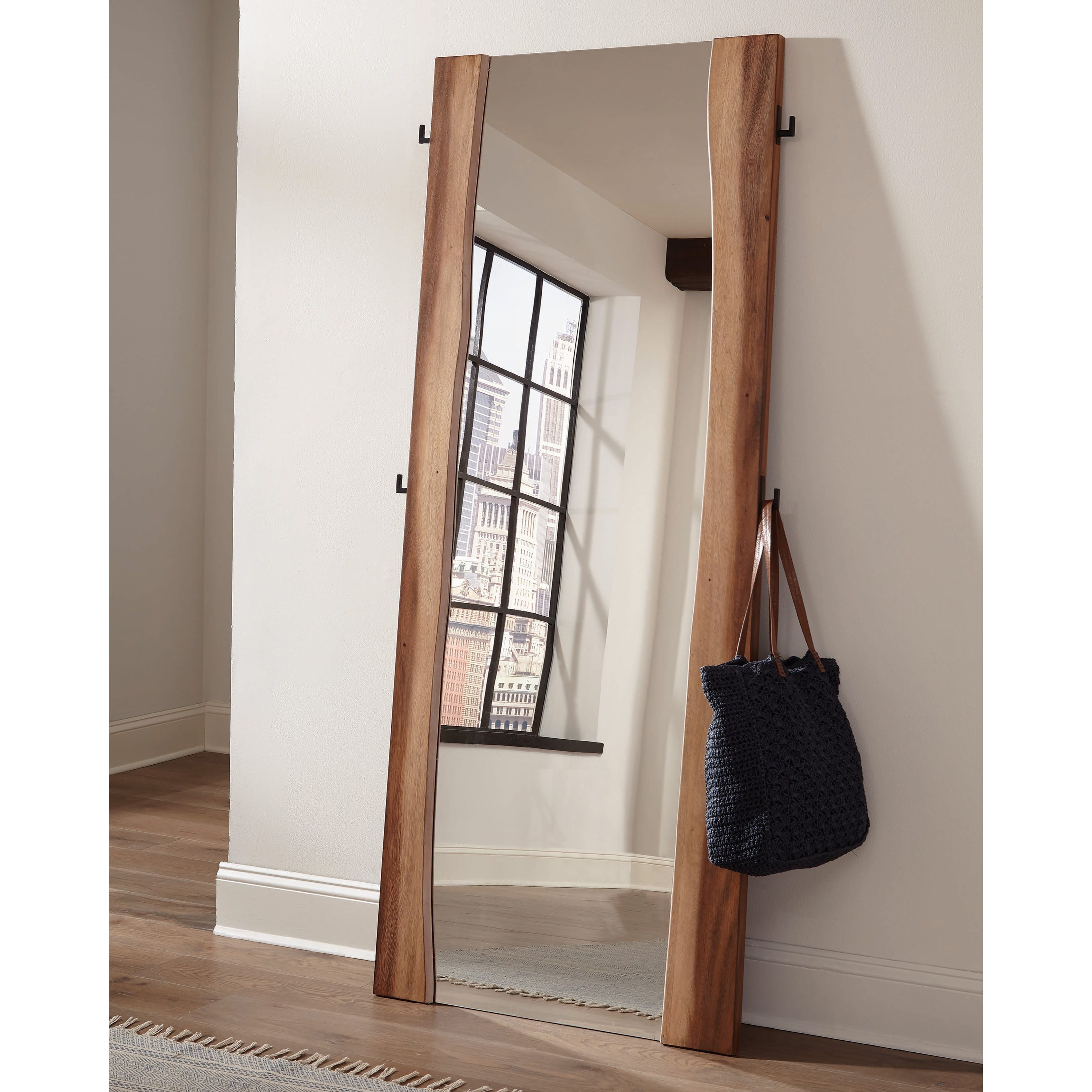 Coaster Winslow Rustic Full Length Standing Mirror With Coat Hooks Value City Furniture Floor Mirrors