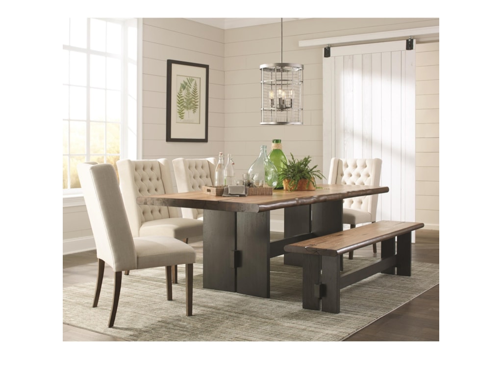 Scott Living Marquette Rustic Live Edge Dining Table Set With Bench Scott Living Marquette Rustic Live Edge Dining Table Set With Bench
