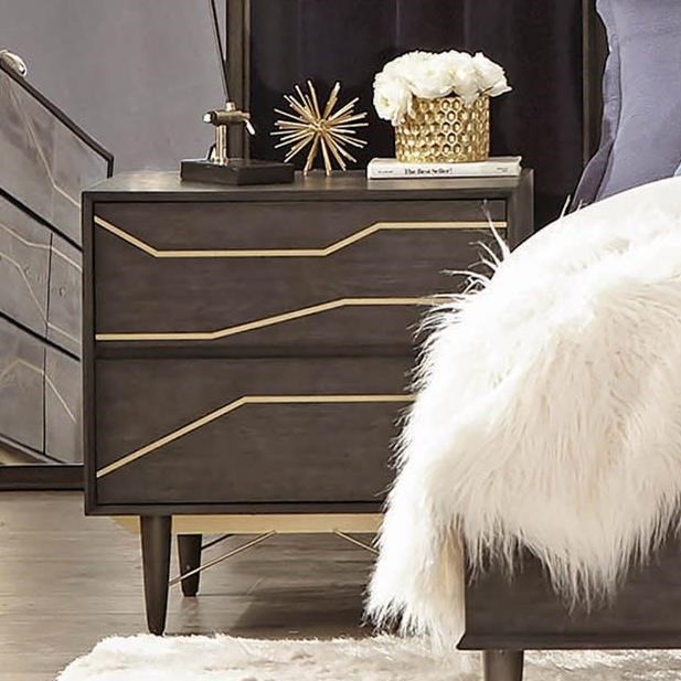 Coaster Furniture Tarah 207012 Contemporary Nightstand With Gold Colored Inlay And Usb Charging Ports Del Sol Furniture Nightstands