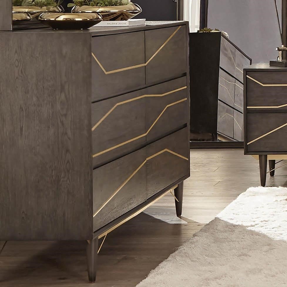 Coaster Tarah 207013 Contemporary 6 Drawer Dresser With Gold