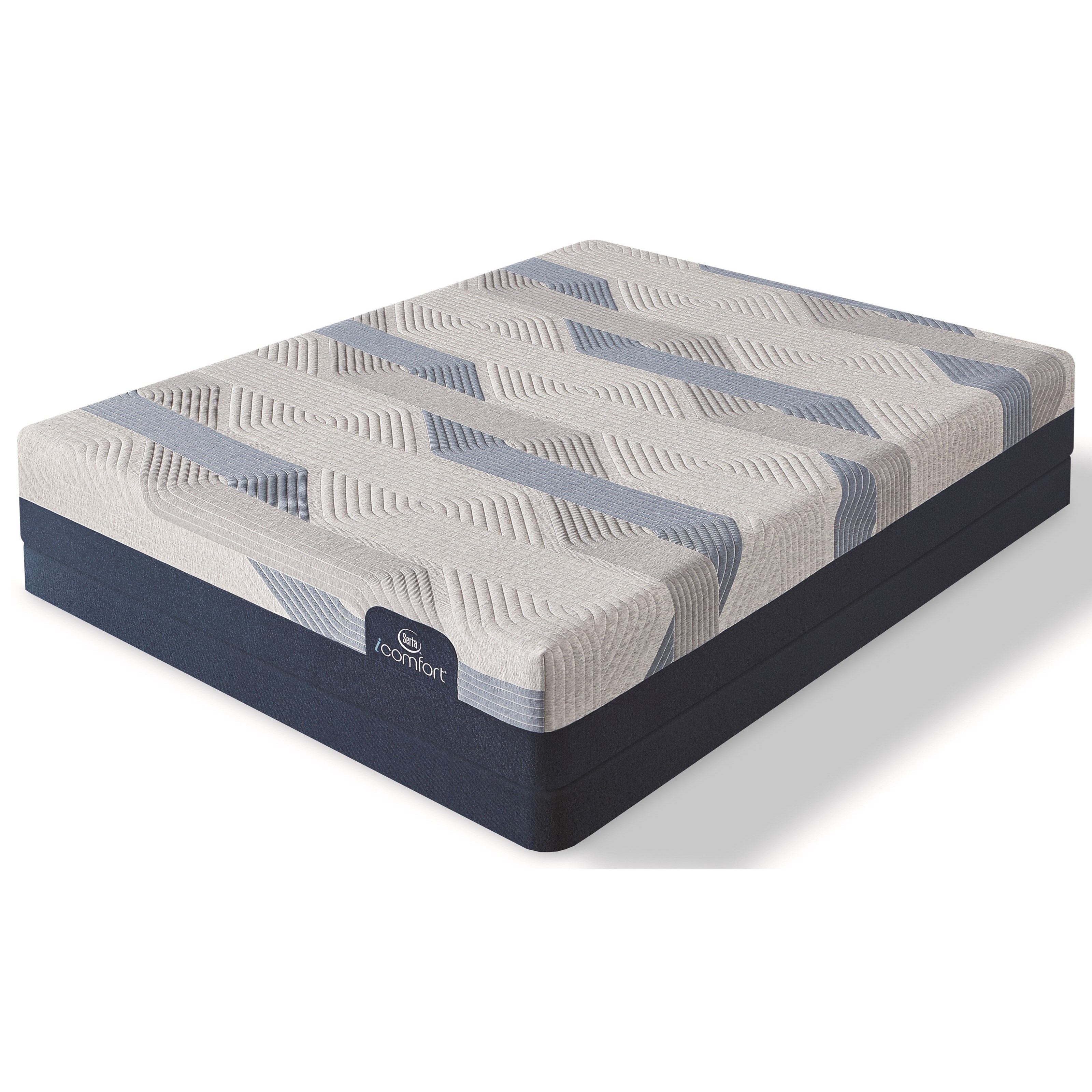 Serta Blue 300ct Plush 2019 Twin Extra Long Plush Memory Foam Mattress And Standard Base 9 Height Darvin Furniture Mattress And Box Spring Sets