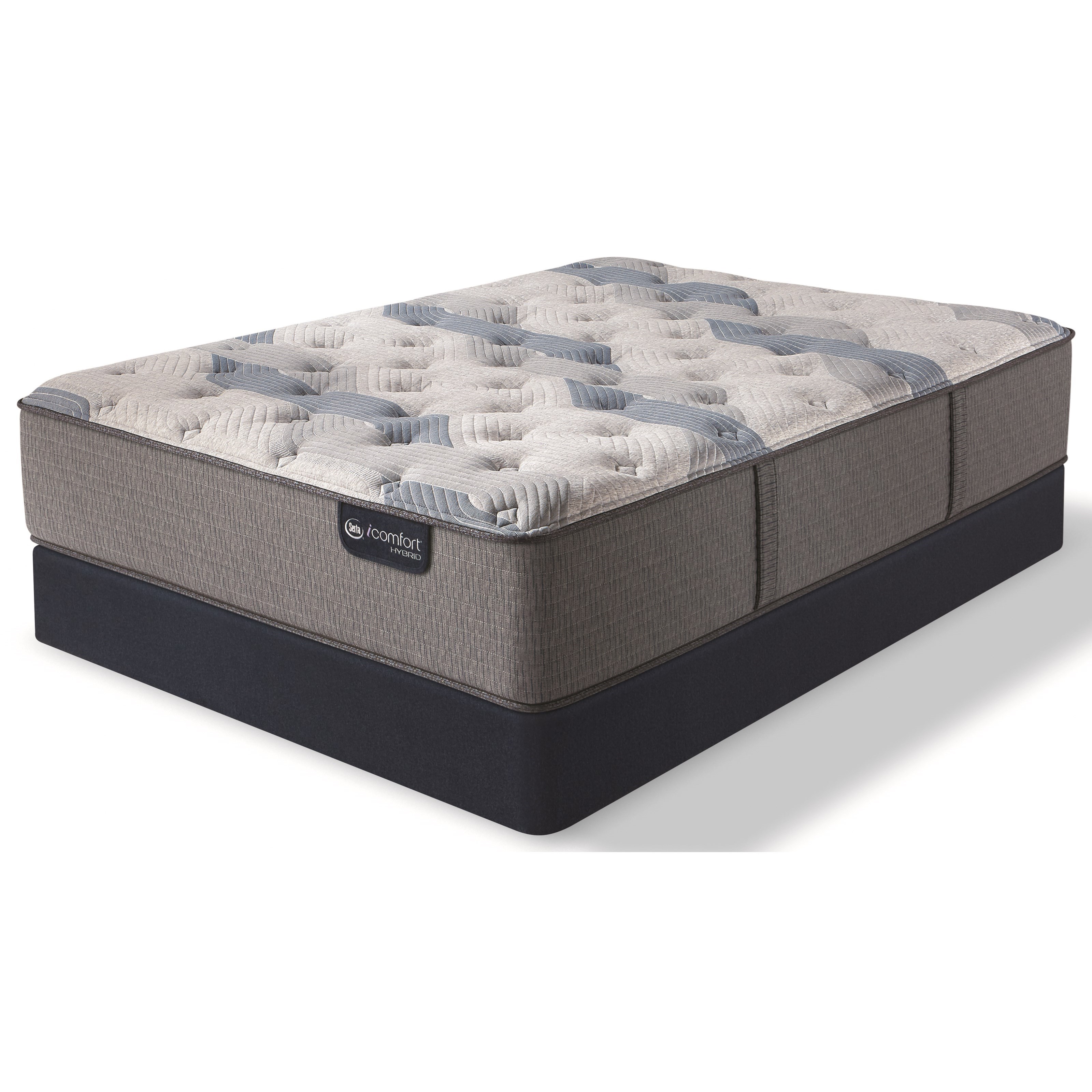 Serta Icomfort Hybrid Blue Fusion 200 Plush Queen Plush Hybrid Mattress And Low Profile Base 5 Height Bullard Furniture Mattress And Box Spring Sets