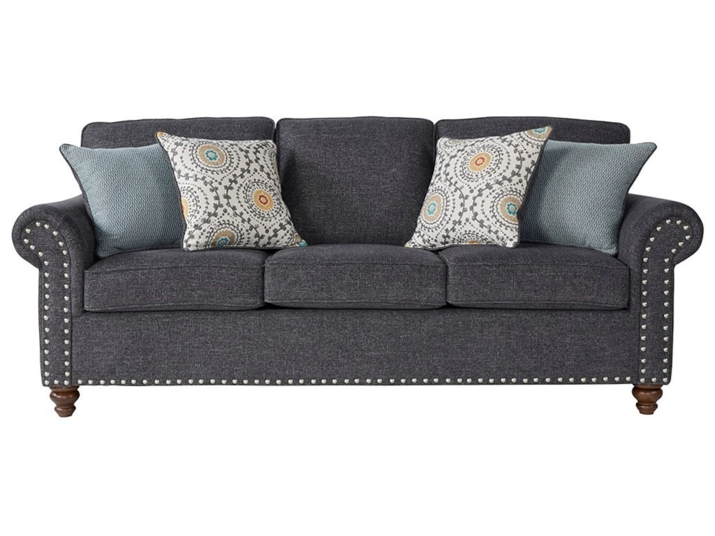 Serta Upholstery Winsome Traditional Rolled Arm Sofa With Nailhead Serta Upholstery Winsometraditional Sofa