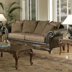 Serta Upholstery By Hughes Furniture 7685 7685 S Pillow Back Sofa With Carved Wood Face Lapeer Furniture Mattress Center Sofa
