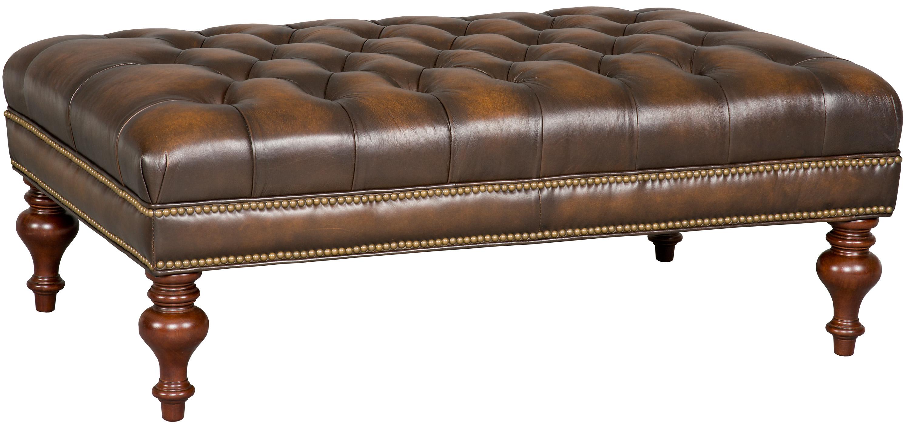 Hooker Furniture Accent Ottomans Traditional Rectangular Cocktail Ottoman With Button Tufting And Turned Feet Wayside Furniture Ottomans