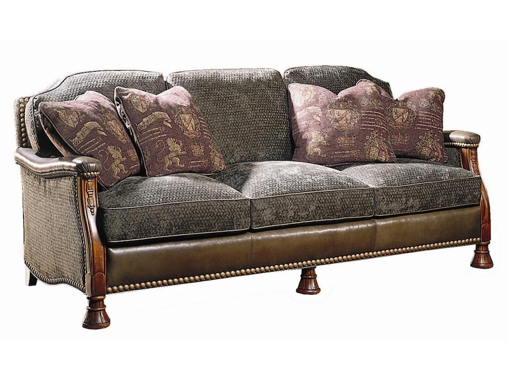 Sherrill Masterpiece M411 Elegant Carved Sofa With Leather