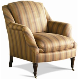 Sherrill Traditional Lounge Chair With English Arms And Turned Legs With Casters Stuckey Furniture Upholstered Chairs