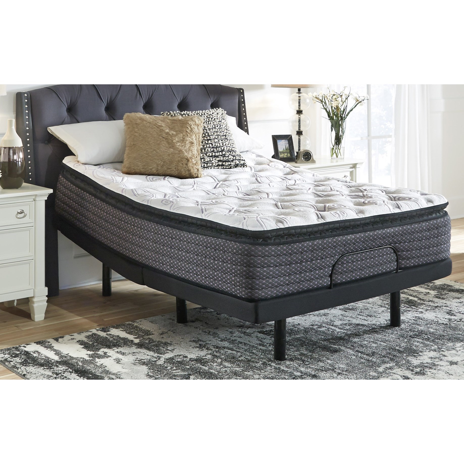 Sierra Sleep By Ashley M627 Limited Edition Pt M62731 M9x732 Queen 14 Pillow Top Pocketed Coil Mattress And Good Adjustable Base Lapeer Furniture Mattress Center Mattress And Box Spring Sets